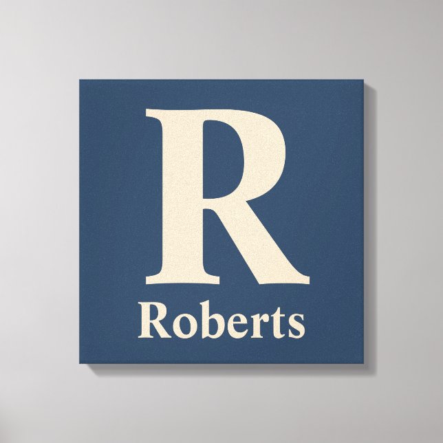Klassiskt blått och vanilj, initial/första/familje canvastryck (Framsida)