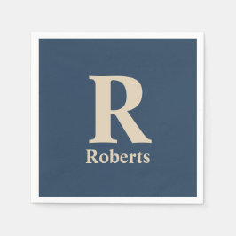Klassiskt blått och vanilj, initial/första/familje pappersservett