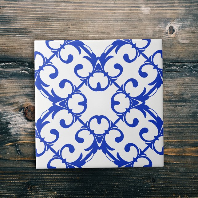 Klassiskt blått och vitt azulejo-skademönster kakelplatta (Skapare uppladdad)