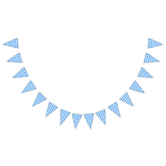 Klassiskt blått och vitt Gingham Party Vimplar