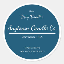 Klassiskt blått och vitt ljus Burk-etikett Runt Klistermärke