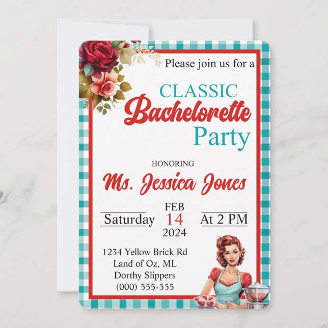 Klassiskt blått Pinup Bachelorette Party-inbjudan Inbjudningar (Framsida)