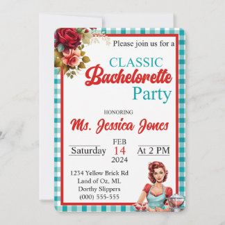 Klassiskt blått Pinup Bachelorette Party-inbjudan Inbjudningar