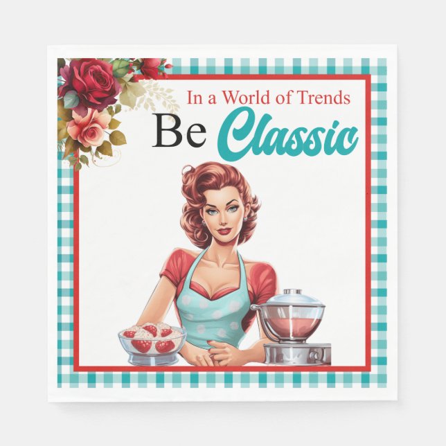 Klassiskt blått Pinup Bachelorette Party Napkins Pappersservett (Framsidan)