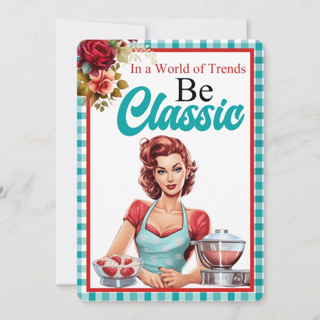 Klassiskt blått Pinup Födelsedagsfest inbjudan (Framsida)