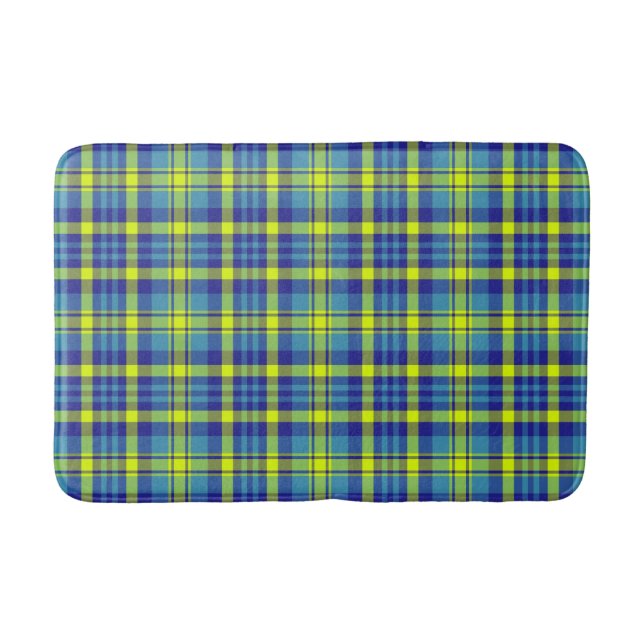 Klassiskt Blått Plaid Tartan Mönster Badrumsmatta (Framsidan)