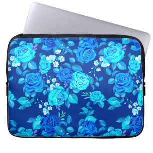 Klassiskt Blått Rosblommönster-87600 Laptop Fodral