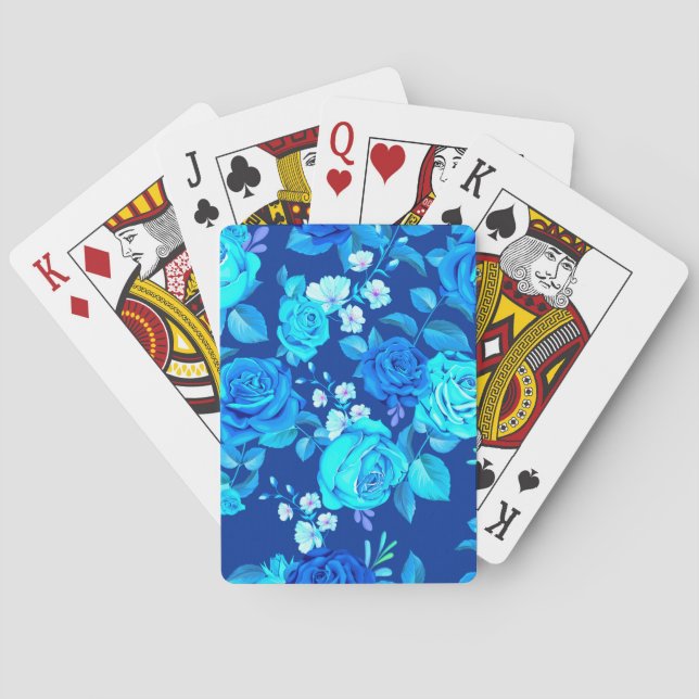 Klassiskt Blått Rosor Blommönster-87600 Casinokort (Baksidan)