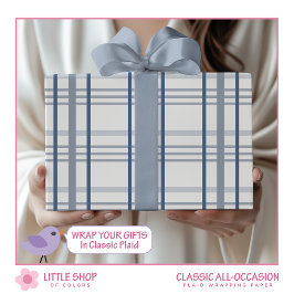 Klassiskt Blått Rutigt Presentpapper