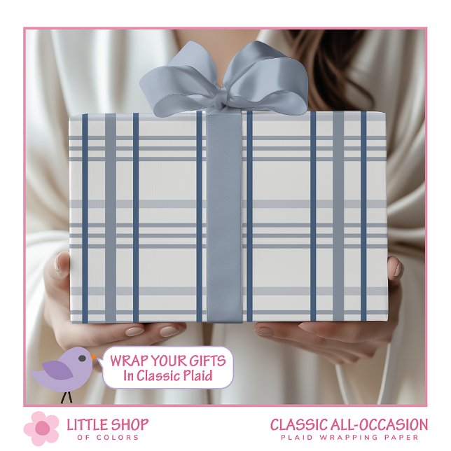 Klassiskt Blått Rutigt Presentpapper (Skapare uppladdad)