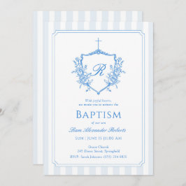 Klassiskt blått Vapensköld, monogram Bap Inbjudningar