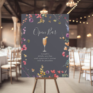Klassiskt blått Vild Blommigt Bröllop Open Pub-tec Poster
