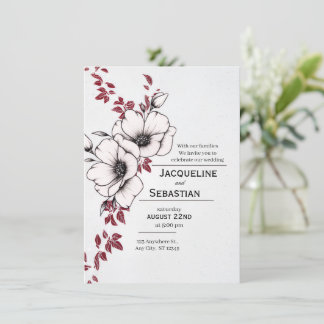 Klassiskt blommande bröllop inbjudningar