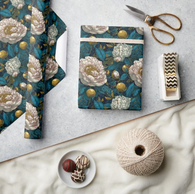 Klassiskt blommande påskliljor tryckt inpackningsp presentpapper (Hantverk)
