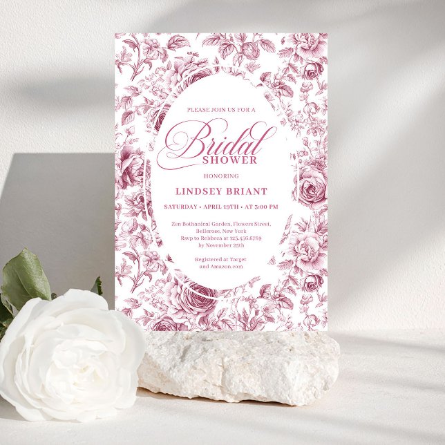 Klassiskt blommigt ros-mönster bröllopsfest-inbjud inbjudningar (Classic Floral Rose Pattern Bridal Shower Invitation)