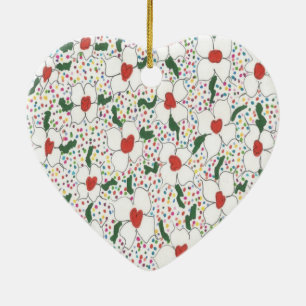 Klassiskt Blommönster Julgransprydnad Keramik