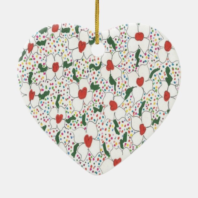 Klassiskt Blommönster Julgransprydnad Keramik (Baksidan)