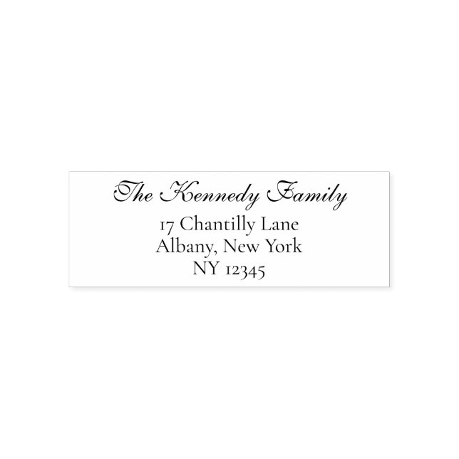 Klassiskt blomningsskript för Family Returadress Självfärgande Stämpel (Design)