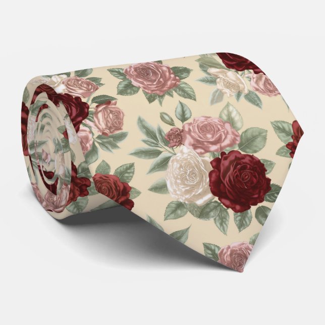 Klassiskt blomster Mönster för Rosengård Slips (Rullad)