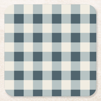 Klassiskt Blue Farmhouse Gingham Stil Underlägg Papper Kvadrat