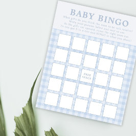 Klassiskt Blue Gingham Boy Baby Bingo-spelkort