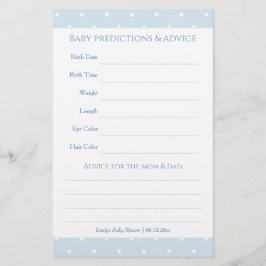 Klassiskt Blue Polka dots Baby Shower Guessing Gam