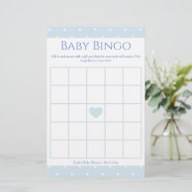 Klassiskt Blue Polka dots Boy Shower Bingo Game