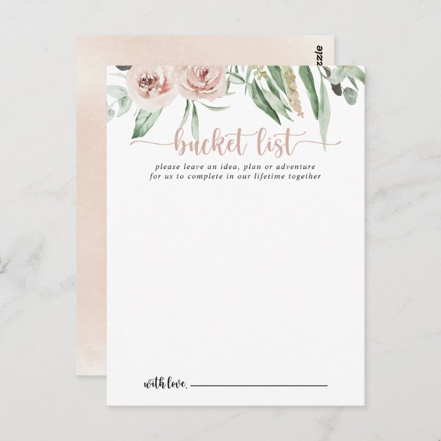 Klassiskt bockkort för Dusty Rosa ros Bröllop-bock Vykort (Fram/baksida)