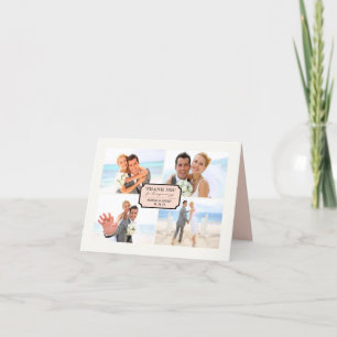 Klassiskt Bok Platt 4 multifoto Elegant bröllop Tack Kort