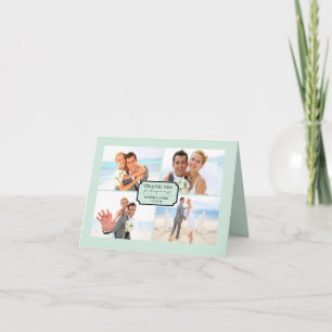 Klassiskt Bok Platt 4 multifoto Elegant bröllop Tack Kort