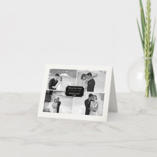 Klassiskt Bok Platt 4 multifoto Elegant bröllop Tack Kort