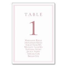 Klassiskt Bordsnummer i Dusty Ro med sittdiagram