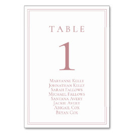 Klassiskt Bordsnummer i Dusty Ro med sittdiagram