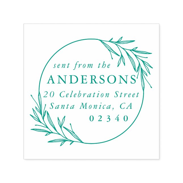 Klassiskt botaniskt sänt från Namn Returadress Självfärgande Stämpel (Design)