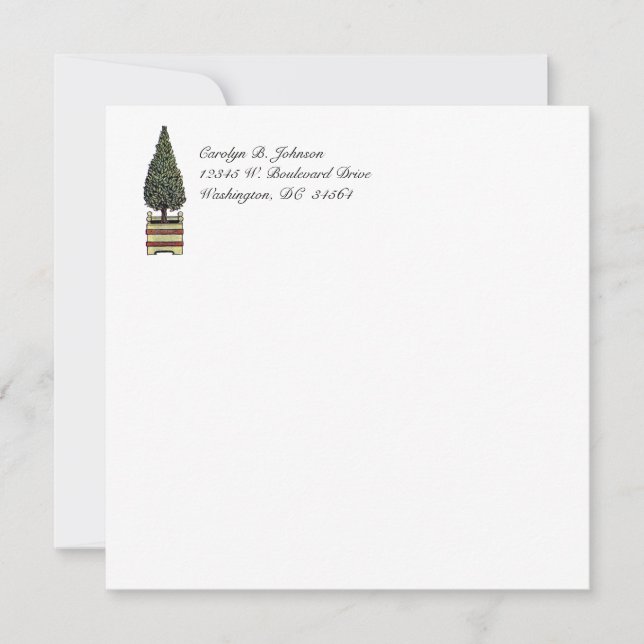 Klassiskt boxwood Topiary Elegant - enkelt platta  Inbjudningar (Framsida)