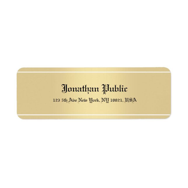 Klassiskt Bröllop-textkalligrafi, handskript Guld Returadress Etikett (Framsidan)