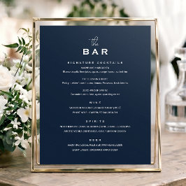 Klassiskt bröllopsbarmeny Kort Chic Minimalistisk  Poster