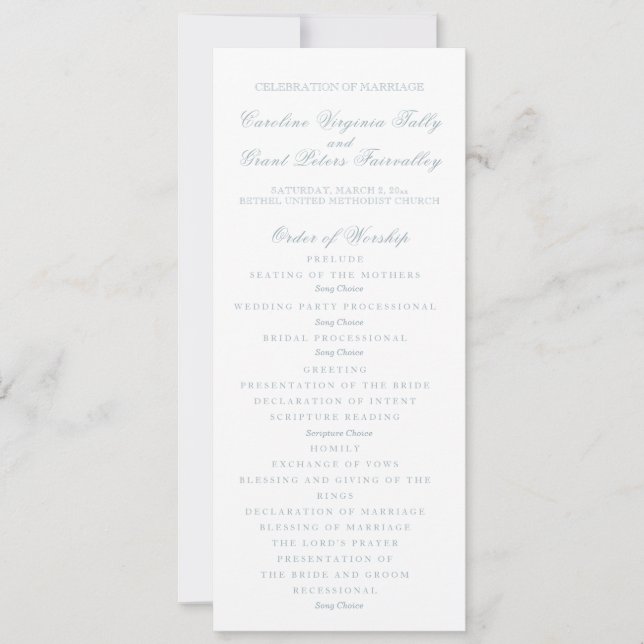 Klassiskt bröllopsprogram  inbjudningar (Framsida)