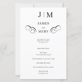 Klassiskt bröllopsprogram med monogram kalligrafi