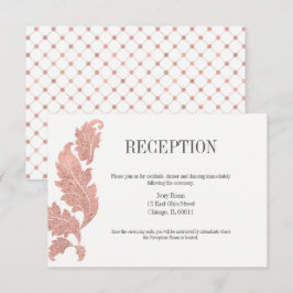 Klassiskt bröllopsreceptions kort med roséguld vap