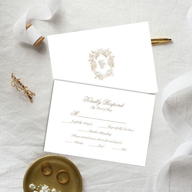 Klassiskt bröllpsmonogram RSVP-kort OSA Kort (Skapare uppladdad)