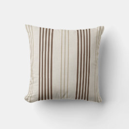 Klassiskt Brun Beige Ticking Randigt Mönster Kudde