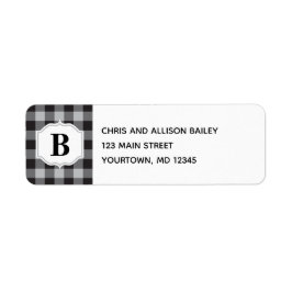 Klassiskt Buffalo Play Check Black Grått Monogram Returadress Etikett