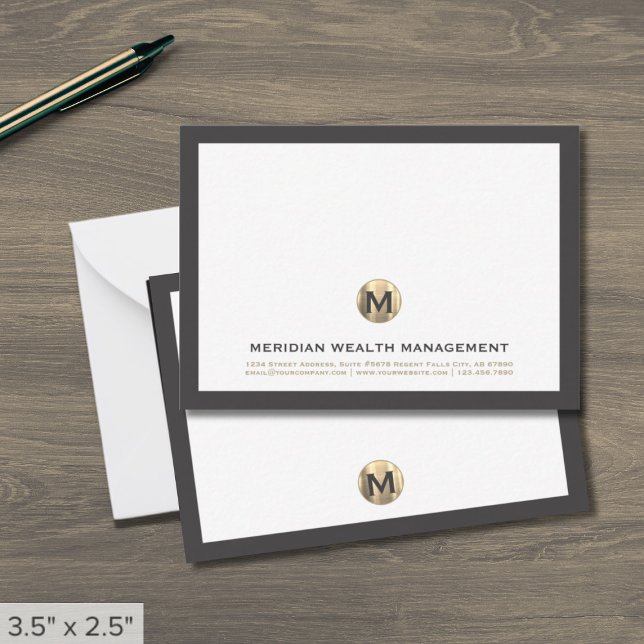 Klassiskt Business Monogram Note-kort Anteckningskort (Skapare uppladdad)