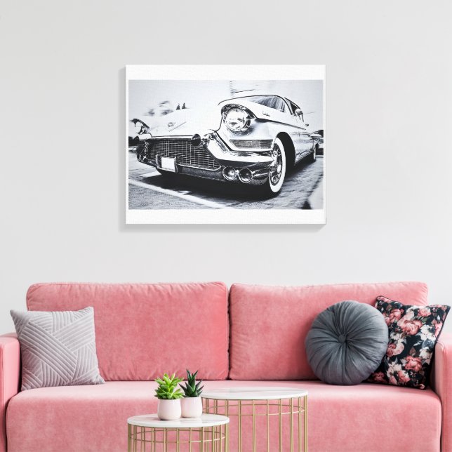 Klassiskt Cadillac - Vintage Automotive Canvastryck (Insitu (Vardagsrum))