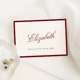 Klassiskt calligrafi Deep Red Old Money Place Card Bordsnummer