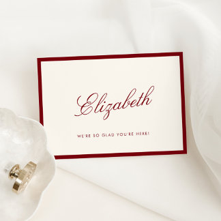 Klassiskt calligrafi Deep Red Old Money Place Card Bordsnummer