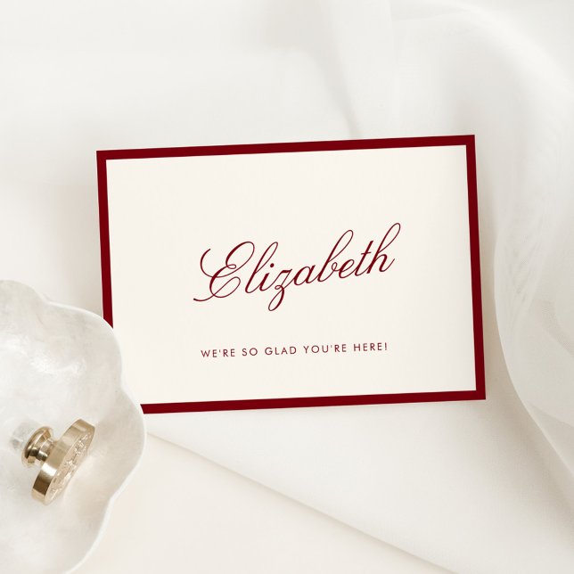 Klassiskt calligrafi Deep Red Old Money Place Card Bordsnummer (Skapare uppladdad)