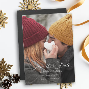 Klassiskt calligrafiskt foto Bröllop spara datum Magnetisk Inbjudningskort