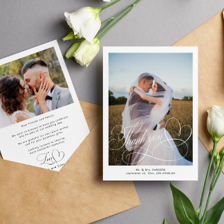 Klassiskt calligraphy-skript, bröllop-foto tack kort